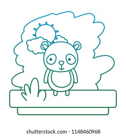 degraded line kawaii panda cute wild animal