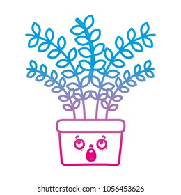degraded line kawaii scared plant with leaves inside flowerpot