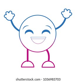 degraded line laugh emoji expression with arms and legs