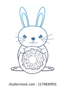 degraded line male rabbit animal with sweet donut