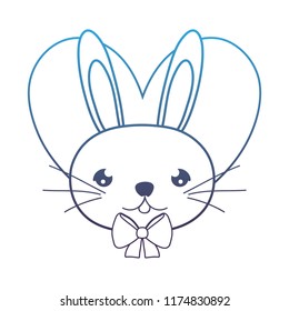 degraded line male rabbit head with tie bow and heart