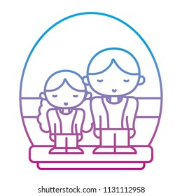 degraded line man with his daughter together and casual clothes