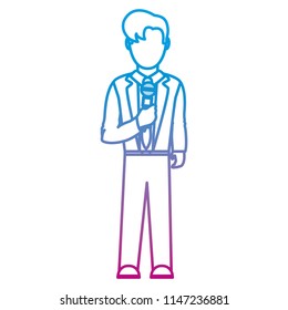 degraded line man reporter with hairstyle and elegant clothes