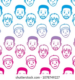degraded line men head with facial expression background