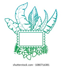 degraded line natural leaves plant with emblem decoration