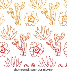 degraded line nature cactus with flower and plant background