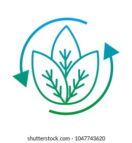 degraded line nature leaves plant with arrows cycle to conservation