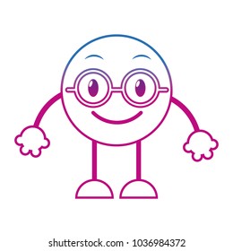 degraded line nerd emoji expression with arms and legs