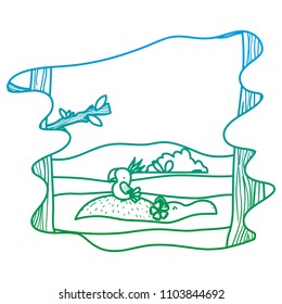 degraded line nice hippopotamus with bird wild animals in the jungle