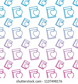 degraded line notebook paper with heart decoration background