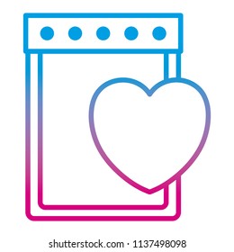 degraded line notebook paper note with heart decoration