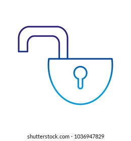 degraded line open padlock object to protection privacy