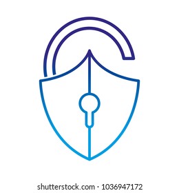 degraded line open padlock shield to security object