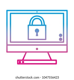 degraded line padlock security object inside computer technology