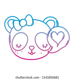 degraded line panda female head with chat bubble