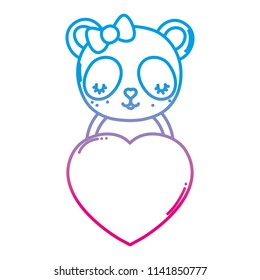 degraded line panda female with heart love sign