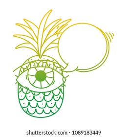 degraded line pineapple fruit with eye and chat bubble