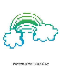 degraded line pixel clouds with rainbow game weather