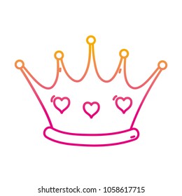 degraded line queen luxury crown with hearts decoration