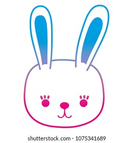 degraded line rabbit head cute wild animal
