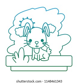 degraded line rabbit seating cute wild animal