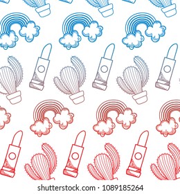 degraded line rainbow with clouds and cactus plant background