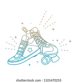degraded line roller skate style and fashion sneaker