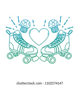 degraded line roller skate style with fungus and heart
