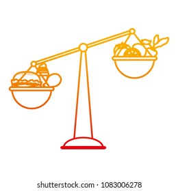 degraded line scale balence object with healthy and unhealthy food