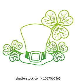 degraded line st patrick hat with clover plants