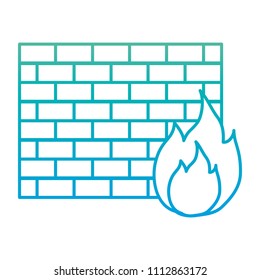 degraded line structure brick wall with caution fire