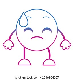degraded line sweating emoji expression with arms and legs