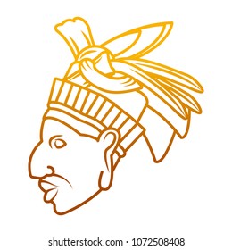 degraded line tradional cacique sculpture native symbol