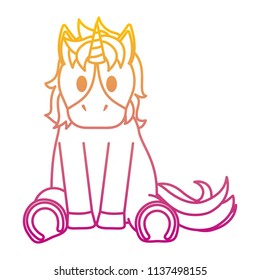 degraded line unicorn with hairstyle and nice horn seating