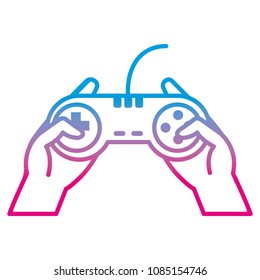 degraded line videogame controller technology with buttons in the hands