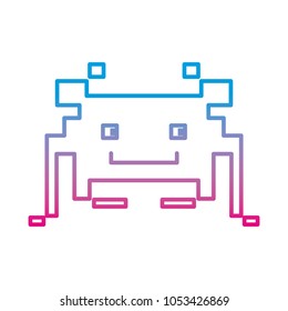 degraded line videogame crab digital character icon vector illustration