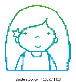 degraded line videogame girl character with hairstyle device