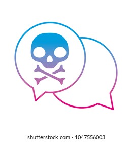 degraded line warning skull wwith bones inside chat bubble