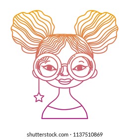 degraded line woman hairstyle with glasses and star earring