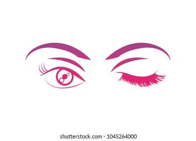 degraded line woman stinging eye with eyebrows and eyelashes