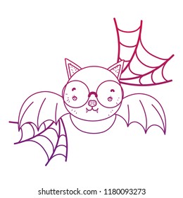 degraded outline bat flying wearing glasses and spiderweb