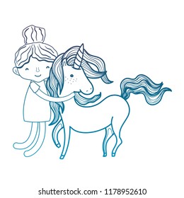 degraded outline boy hugging beauty unicorn hairstyle
