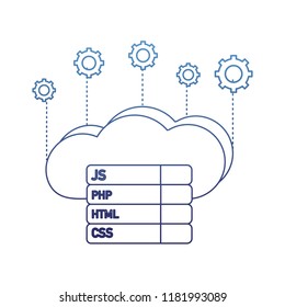degraded outline cloud data with gears and programming code