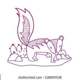 degraded outline happy skunk wild animal in the landscape