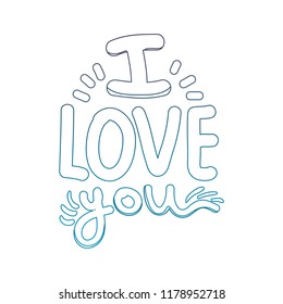 degraded outline i love you message romantic style