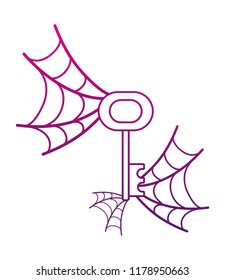 degraded outline mysterious key object with spiderweb style