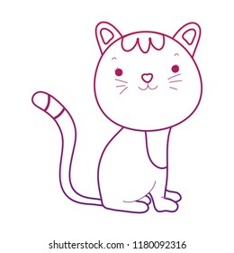 degraded outline nice cat adorable pet animal