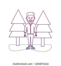 degraded outline nice man with hairstyle and casual clothes