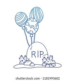 degraded outline rip stone tablet with funny balloons