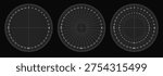 Degree 360 protractor for earthquake radar. Angle ruler focus on ship screen. Scale measure for light satellite, military naval meter. Metric tool face with gps sound alert on compass geometric hud